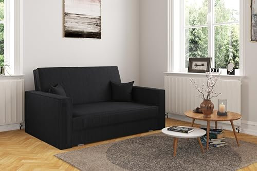 Kaiser Möbel, Klappsofa mit Schlaffunktion, Sofa America-Sofa POSO, Schlafsofa Couch, Loungesofa, Bettsofa, Wohnzimmer, Schlafzimmer, 95 x 137 x 77 cm Schwarz