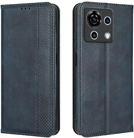EASSGU Handyhülle für ZTE Blade V50 Vita (6.75 Inches) Flip Folio PU Leder Magnetschalter Schutzhülle, [3 Kartenfach] [1 Wallet] Stand Case - Blau