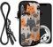 kwmobile Handytasche für Smartphones XXL - 7 - Neopren Handy Hülle Orange Schwarz Weiß - Handy Tasche mit Kette 17,7 x 8,5 cm Innenmaße - Katzen