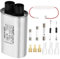 PATIKIL Microondas Condensador Kit, 1 uF AC 2100 V Alto Voltaje Condensador con 8uds Accesorios Reemplazo para Universal Microondas Horno, Plateado Tono