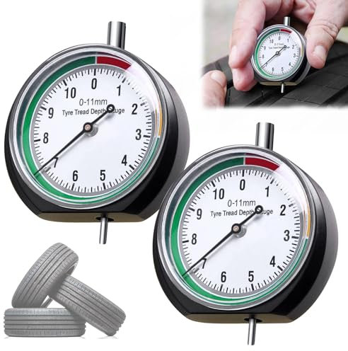 Misuratore Battistrada Pneumatici 2 Pezzi, Misuratore Spessore Battistrada, Spessimetro Pneumatici Manometro di Profondità per Auto Motocicletta Generali