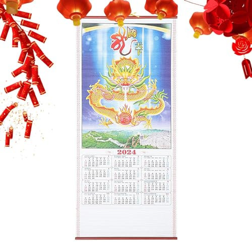 2024 chinesischer Neujahrs-Wandkalender – chinesischer Wandkalender 2024 Chinesischer Hängekalender Jahr des Drachen Wandkalender 2024 Chinesischer Mondkalender chinesischer Neujahrskalender