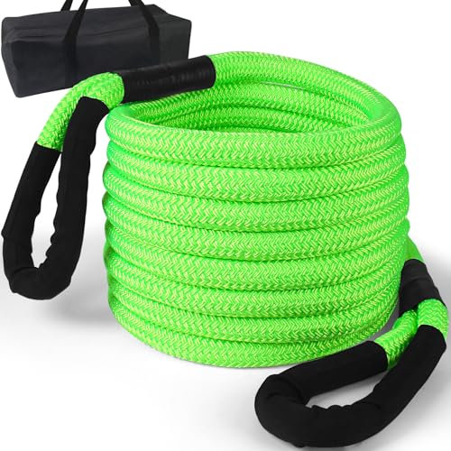 3/4×20 ft Kinetic Recovery Rope,Green 19200LBS Recovery Rope Kit,Offroad Power Kinetic Tow Rope,Heavy-Duty Vehicle Kinetic Rope,for Jeep car Truck ATV UTV SUV