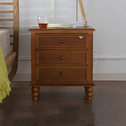 YILDEX Table de Chevet, Table de Chevet Moderne en Bois sur Pied, Meuble de Chambre à Coucher, Table de Chevet avec 3 tiroirs et poignées en métal, Table d'appoint, Table d'appoint, Meuble de Chambre