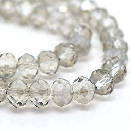 Faceted Glass Rondelle Beads for Jewellery Making 4mm,6mm,8mm,10mm - Pick Size and Colour (4X3MM - (230PCS), Silver Shade)