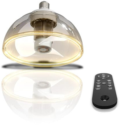 ZOTOYI E27 Ceiling Fans with Lights, LED Ceiling Light with Fan and Remote Adjustable Brightness 3000K, Fan Speed Ceiling Fans with Remote Control for Living Room, Bedroom, Warehouse, 850lm