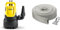 Kärcher SP 9.500 Dirt Pompe d'Évacuation pour Eaux Chargées, Débit : 9500 l/h, Profondeur : max. 7 m & 29971000 Acier inoxydable Kit Tuyau Plat en Textile et Collier de Serrage 10 m, Gris