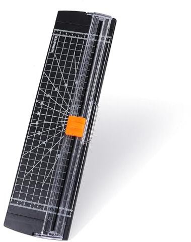 Massicot A4, Guillotine Portable Coupe-papier 12 Pouces, Outil de Scrapbooking avec Protection de Sécurité Automatique pour Papier Craft, Coupons, Étiquettes et Cartes (Noir)