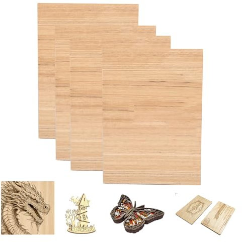 SCULPFUN 4 Pieces Ebony Wood Plywood Sheets, 3mm Thick Plywood Board 30cm*20cm Unfinished Wood for Crafts Laser Engraving Cutting