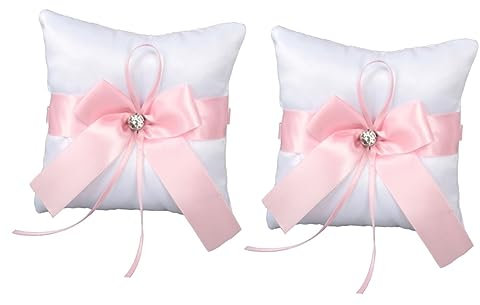 Garneck 2 STK Ringkissen Für Hochzeit Brautringe Eheringkissen Satinringe Ringkissen Kissen Dampfkörbchen Kissenringe Party-ringkissen Rosa