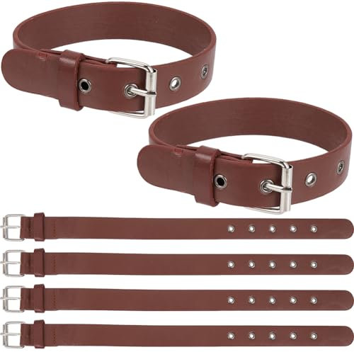 GORGECRAFT 6pcs Sangles de Boucle D'Extension de Kilt 42x2.5cm Boucles de Ceinture de Manchette en Cuir PU Attache Étrier Réglable Entrave Bagages Vélo Panier Sangle Ceintures Marron Noix de Coco