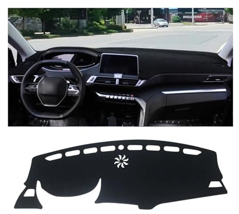 Fundas Salpicadero para Peugeot 3008 5008 GT Hybrid 2016 2017 2018 2019 2020 2021 2022 2023 Alfombrilla Salpicadero Coche, Parasol, Accesorios Cubierta Tablero Alfombrilla(LHD Black Side)