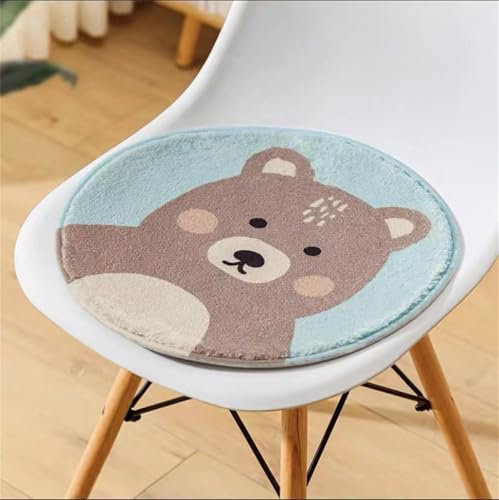 champracer Runde Stuhlkissen Sitzkissen Kinder Sitzkissen Stuhl Sitzpolster, Waschbare Weiche Sitzkissen Komfort Stuhlauflage als Stuhl Kissen für Outdoor & Indoor Gartenstuhl (Bär,53x53 cm)