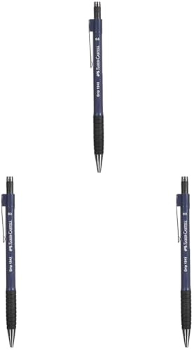 Faber-Castell 134551 - Druckbleistift GRIP 1345 navy blue, Härtegrad B, Minenstärke 0.5 mm, mit integriertem Radiergummi, 1 Stück (Packung mit 3)