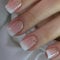 Glitter Ombre Pink French False Nails Short Square, SXVME French Press on Nails Acrylic Fake Nails Press ons with Gold Sequins Luxury French Stick on Nails for Women 24 Pcs