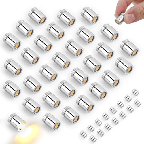 30pcs Miniature LED Lights,Mini Warm White Micro LED Lights with 15 Extra Battery for Tiny Dollhouse DIY Crafts Party Decor & Model Lighting Small & Bright for Miniature Projects