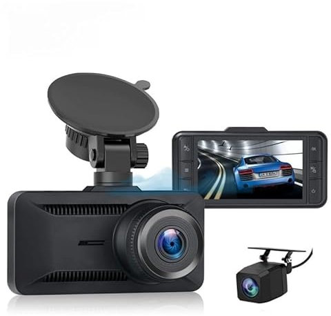 Oryzom 4K Dashcam mit 3,94 Bildschirm/Vorne & hinten/Autokamera mit 170° Weitwinkelansicht/Nachtsicht/Parküberwachung/G-Sensor(+1080P + Acc-Abwärtskabel)