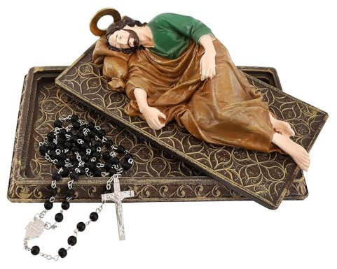 TALPGOD Schlafender St. Joseph-Statue, 21,6 cm, katholische Statue, Figur mit Etui und Rosenkranz für Heimdekoration, San Jose Dormido Estatuas für religiöses Geschenk