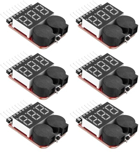 APKLVSR 1S-8S Lipo Batterie Tester,RC Lipo Checker Akku Monitor Niederspannungs Alarmton Spannungsprüfer mit LED-Anzeige für Lipo Life LiMn Li-Ion Akku(6 Stück)