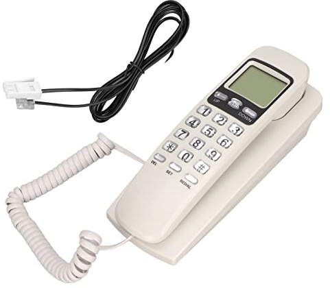 Denash Kabel Gebundene Wand-Telefon, KX-T777CID, Multifunktion Aler Kalender LCD-Display-Anrufer-ID Festnetz mit Tasten, Funktion und Wieder Funktion, und Tragbar (White)