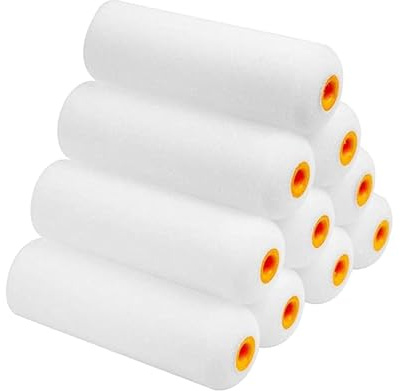 10 Pack 4 Inch Mini Foam Paint Rollers - High Absorbency Glossy Foam Roller Brushes, Easy to Replace, Compatible with Water/Oil-Based Paints, for Walls, Cabinets, Furniture, Trim & House Painting
