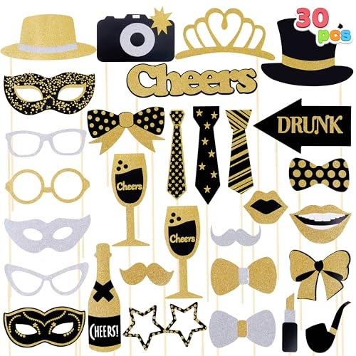 JOYIN 30 Stück Fotobox Accessoires, Party Deko Foto Requisiten, Tischdeko Geburtstag Hochzeit, Halloween, Weihnachten