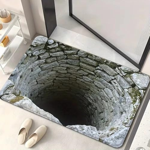 3D Optical Illusion Rug, Visual Illusion Endless Abyss Pattern HD Printed Non-Slip Doormat, 3D Optical Illusion Rug, Bottomless Hole Area Rugs, Abyss Carpet for Floor Door Mat, 60x90CM (1#)