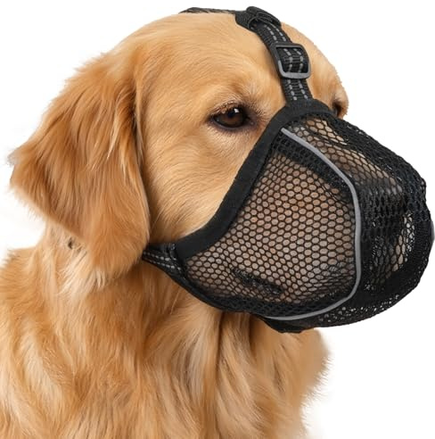 AUAUY Hunde Maulkorb, Verstellbar Reflektierende, Netzmaulkorb, XL | Komfort Maulkorb, für Kleine, Mittelgroße Große Hunde, zum Auffangen von Beißen, Lecken Kauen, Ermöglicht Hecheln Trinken