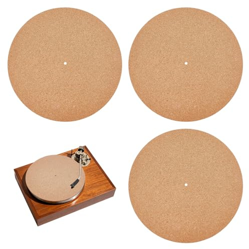 GLOBLELAND 4 Pcs Cork Record Player Slip Mat 12 Inch 3mm Thick | Turntable Slipmat, Vinyl Record Mats, Reduce Noise and Static, For Cleaner Audio