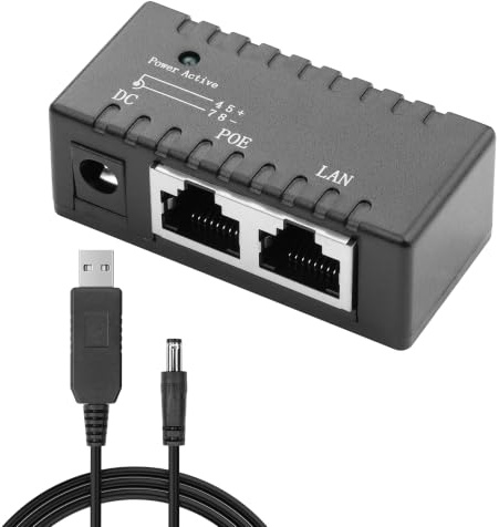 YAODHAOD POE Injector,Wandstecker Power über (2.5G) | Power Over Ethernet über Netzteil 12V 24V 48V,Entfernung bis zu 100m,inklusive 12V DC Kabel,Hochwertiger,PC+ABC-Material