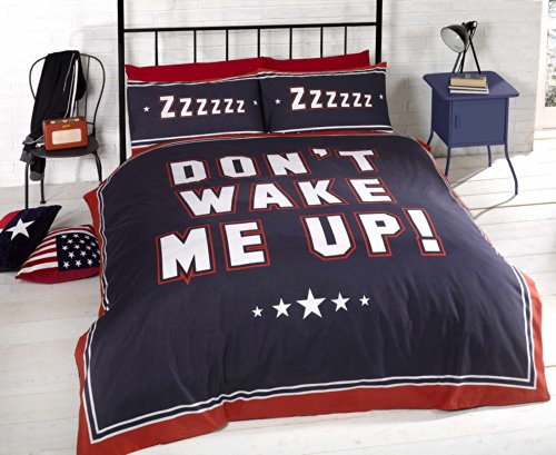 Finest Homeware Don't Wake Me Duvet Quilt Cover Reversible Bedding Set, Double , King