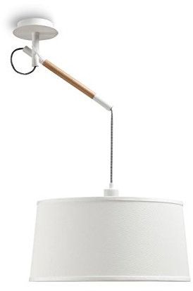 MANTRA NORDICA Lámpara de Techo, Blanco y Madera, 55 x 45 x 43.9 cm