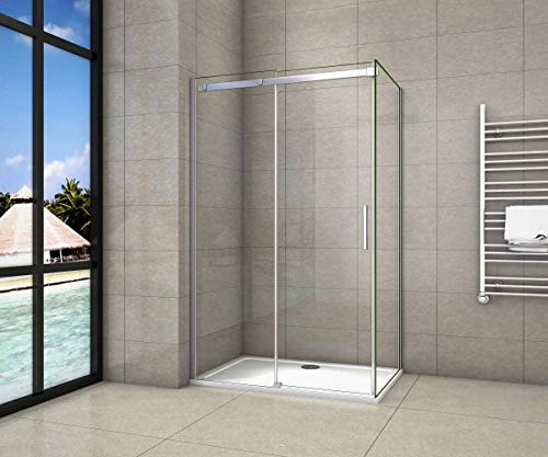 AICA BOX CABINA DOCCIA 120x80cm CRISTALLO VETRO 8mm H.195cm | Vetro Temperato, Easyclean, Anticalcare