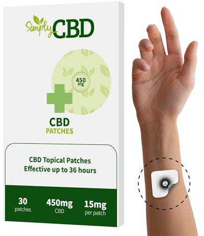 Simply CBD Parches - 30 parches tópicos de CBD - 15 mg por parche blanco