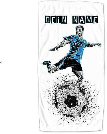 GRAZDesign Fußball Handtuch mit Namen Badetuch für Jungen von 2-10 Jahren Strand-Tuch, Schwimmunterricht 140x70cm