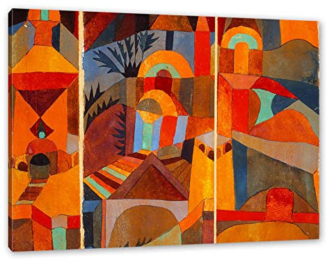 Pixxprint Paul Klee - Tempelgärten, Größe: 120x80cm, Leinwandbild, fertig gespannt, Wandbild, Dekoration, Kunstdruck, kein Poster