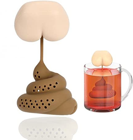 LVYIQI 1 infusor de té de silicona reutilizable con forma de caca divertida bolsa de té de hierbas, filtro de café, colador de accesorios de té