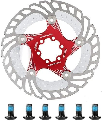 Scheibenbremse Fahrrad 180mm Fahrradbremsrotoren Scheibe, dauerhafte Stahlscheibenbremsen Mountainbike mit 6 T25-Schrauben Radfahren-Zubehör Bremsscheiben (Color : Red, Size : 160mm)