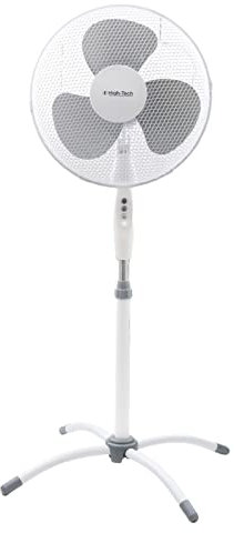 High-Tech Ventilatore Silenzioso Bianco con 3 Velocità e 45 Watt + Piantana h130 CM con Rotazione di 90° e 3 Lame Rinfresca la Tua Estate !