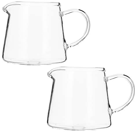 Angoily 2pcs Crystal Glass Creamer Coffee Milk Creamer Pitcher Serving Pitcher Glass Milk Frothing Pitcher Sauce Pitcher Milk Creamer Jug Milk Jug Cup for Kitchen