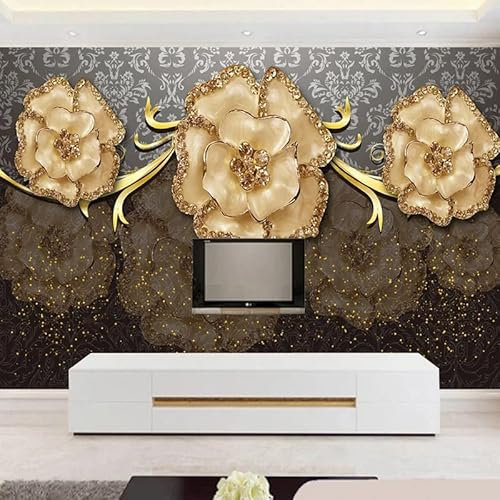 KOMEDO 3D Custom Fototapete Tapete Schmuck Geprägte Blumen Muster Art Decor Wandverkleidungen Heimtextilien -400x280cm