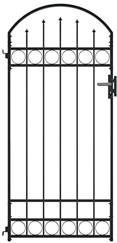 Festnight Gartentor Metall 200x89 cm Gartentür Zauntor Hoftor Tür Tor Zauntür Abschließbar Einfahrtstor Gartenpforte Einzeltor Pforte mit Pfosten Flügeltore Stahl