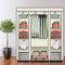 LEADZM Kleiderschrank, Faltschrank Stoffschrank Faltbare Garderobe Canvas mit Reißverschluss, Fächern, für Schlafzimmer, Wohnzimmer (Beige, 150 x 45 x 175 cm)