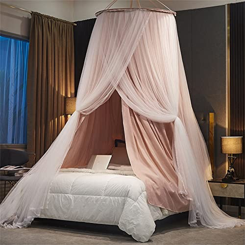 Surwin Moskitonetz Bett Baldachin, Mückennetz Outdoor Reise, Kinder Erwachsener Rundes Netz Vorhang, Moskitonetz Betthimmel Hängendes Zuhause, Für Babybett Doppelbett Einzelbett (Rosa)