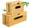 Lannvan 2er Set Kabelbox Holz aus nachhaltigem Bambus - Kabelbox Schreibtisch zum Kabelsalat Kabel Verstecken - Kabel Organizer Box Kabelmanagement Box Steckdosenbox