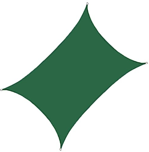 Cozylkx Dark Green Sun Shade Sail for Garden, 3m x 5m Rectangle Awning Canopy Waterproof Sunscreen Shade for Outdoor Camping, Pool Shade