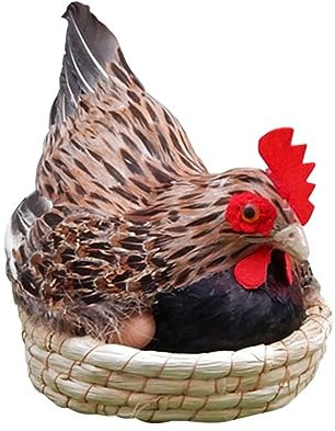 Abaodam Simulation Henne Flauschige Kuscheltiere Spielzeug für draußen Mini-Spielzeug für Eier Miniatur-Spielzeug Tierskulptur im Freien Osternest Eier Landschaftsfigur Landschaftsornament