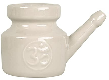 Kuuddker 350Ml Ceramic Neti Pot Nose Cleaning Pot Leakproof Spout Pot for Nasal Rinsing Nose Washing Men Women,Grey