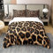 Loussiesd Leopard Drucken Schwarz Braun Leopard 100% Baumwolle Bettwäsche Set 220x240cm Afrika Muster Bettbezug Set für Jungen Kinder Schlafzimmer Dekorative Wild Tier Thema