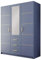 Albello - Kleiderschrank 147 cm x 57.5 cm x 200 cm Blame, Schrank mit Spiegel, Großer Garderobenschrank, Schrank Wohnzimmer aus Holzwerkstoff, Schrank Schlafzimmer - Blau Dull Blue